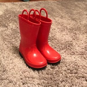 Red rain boots